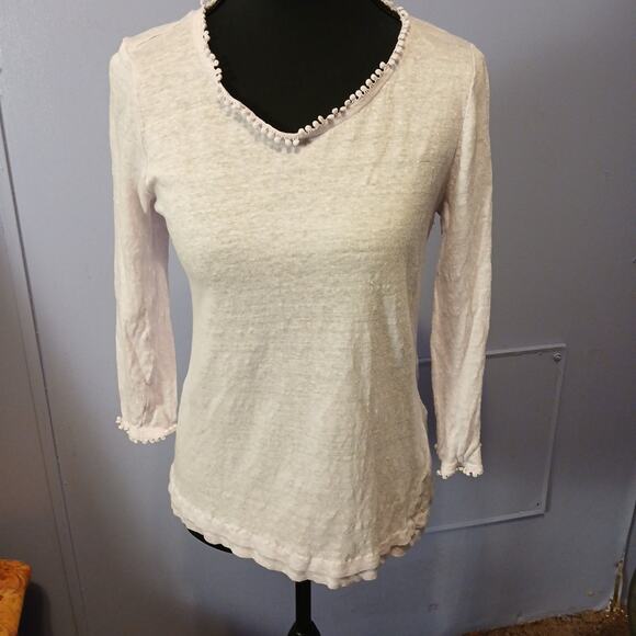 J.jill Women’s Pink Sweater Size Small Love Linen 100% Linen - Picture 1 of 10